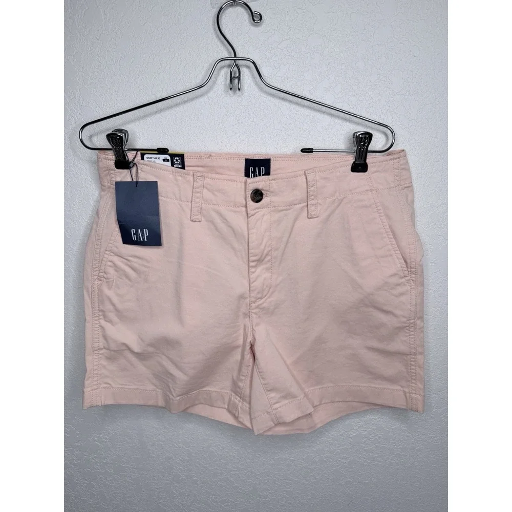 NWT Gap Classic Mid Rise Chino Shorts Womens 8 Peach Parfait 5